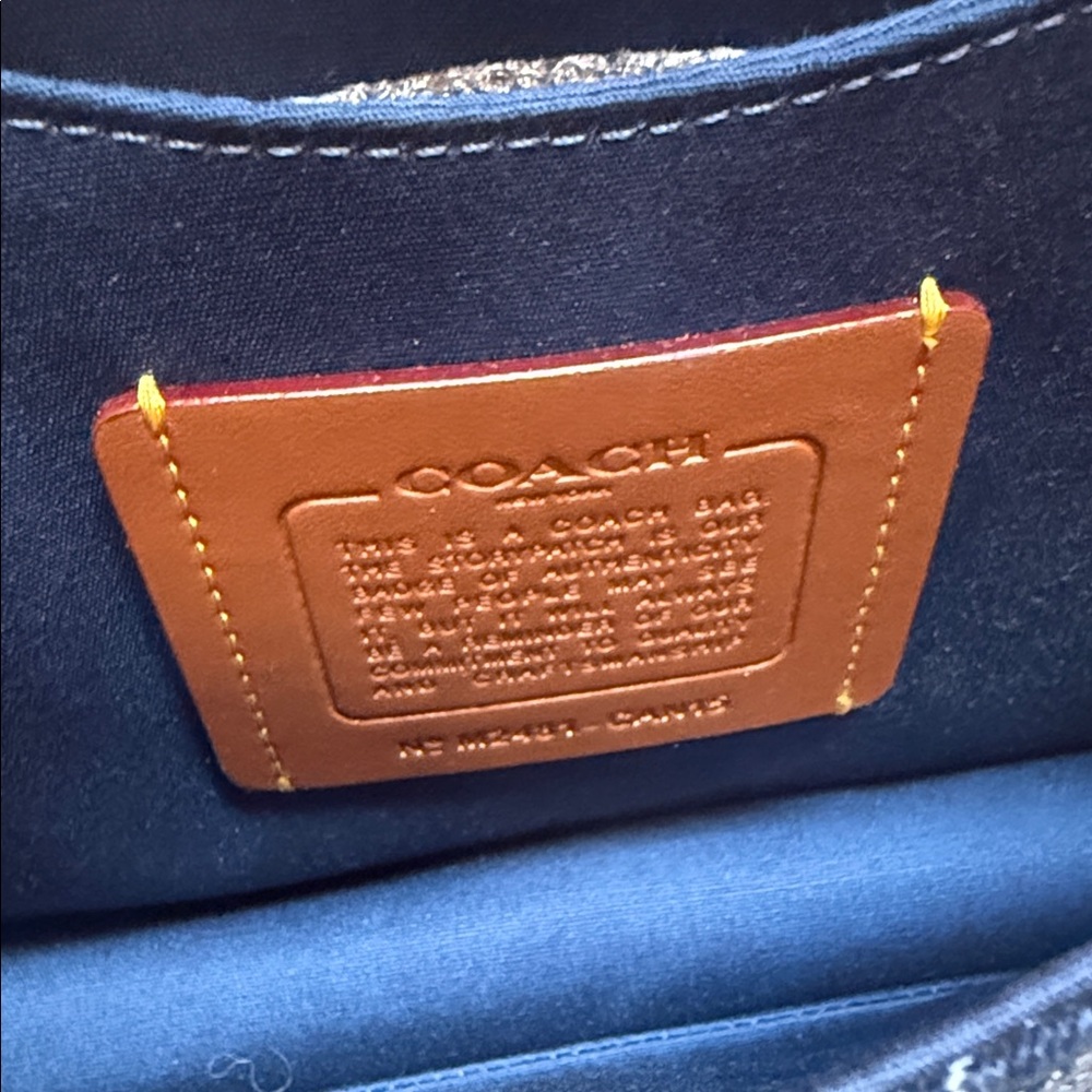 Coach Navy Signature Canvas Chain Shoulder Bag - Picture 7 of 9